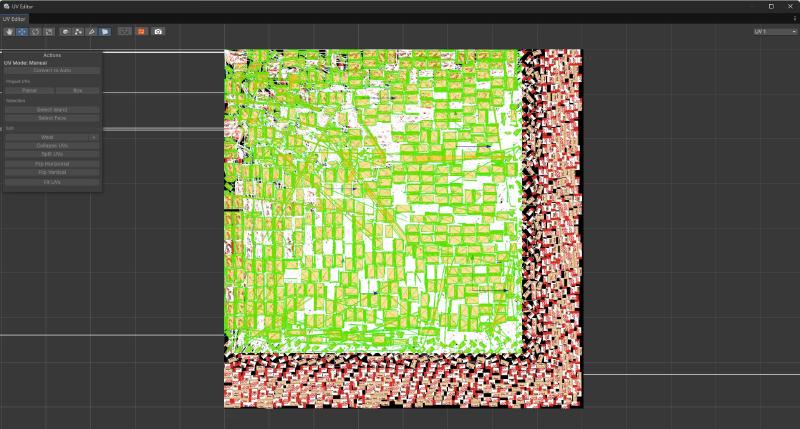 Unity UV mapping view showing which atlas regions are referenced