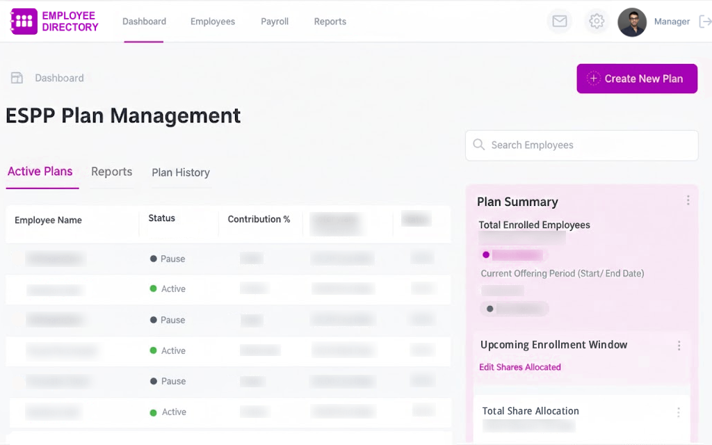 Authenticated internal ESPP management sytem accessible from a compromised corporate browser session.