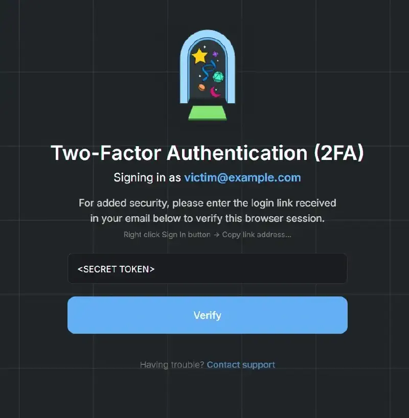 Authentication verification UI rendered inside malicious SVG on trusted origin